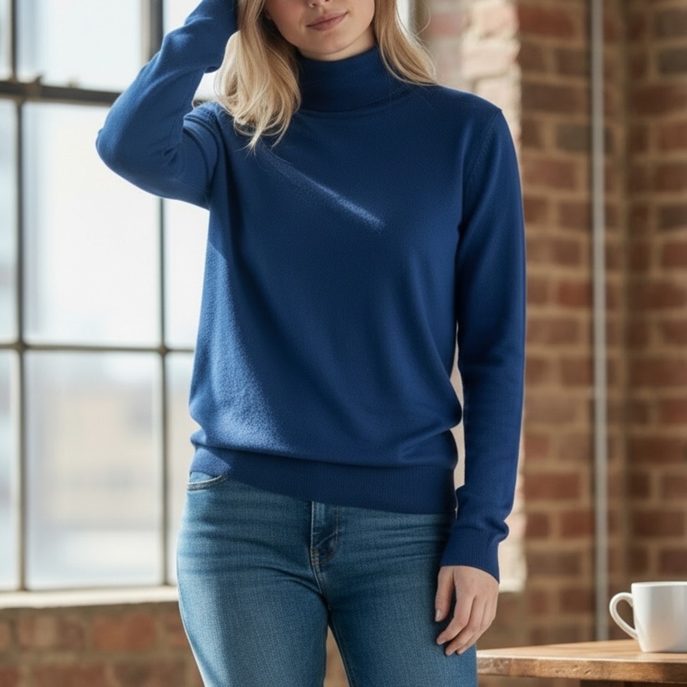 Andrew Marc Turtleneck Sweater Women's Size S, Blue Long Sleeves, Set Of 2